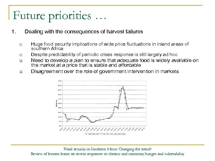 Future priorities … 1. Dealing with the consequences of harvest failures q q Huge