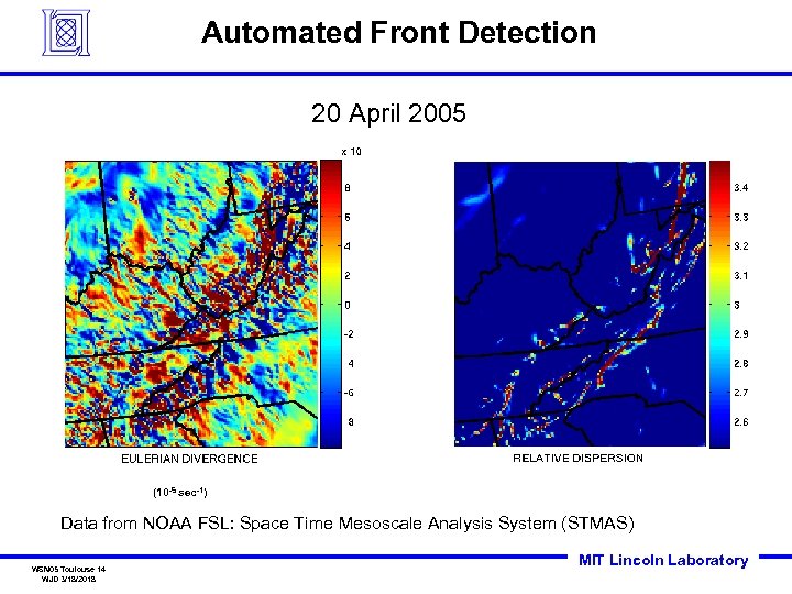 Automated Front Detection 20 April 2005 (10 -5 sec-1) Data from NOAA FSL: Space