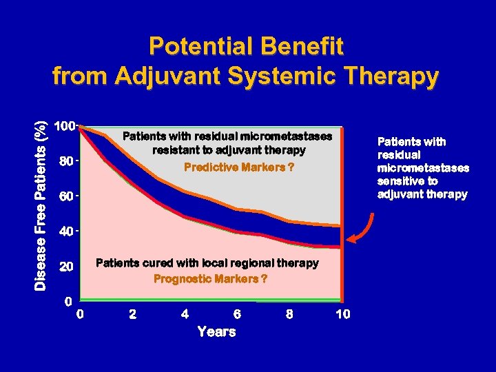 Disease Free Patients (%) Potential Benefit from Adjuvant Systemic Therapy 100 Patients with residual