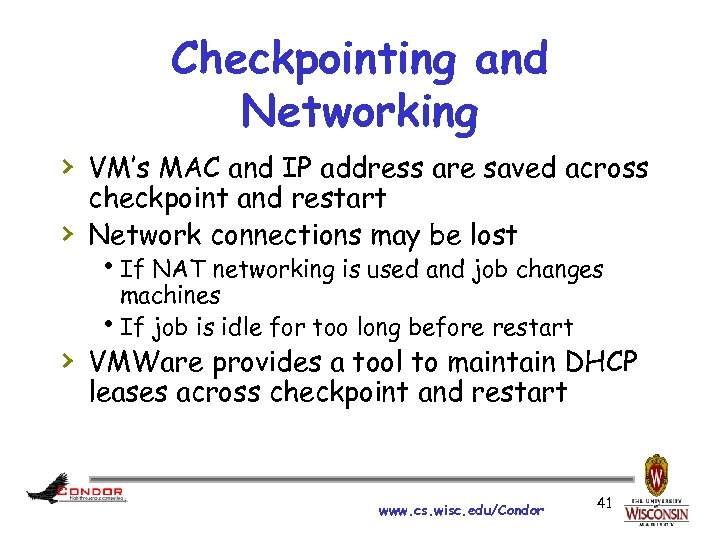 Checkpointing and Networking › VM’s MAC and IP address are saved across › checkpoint