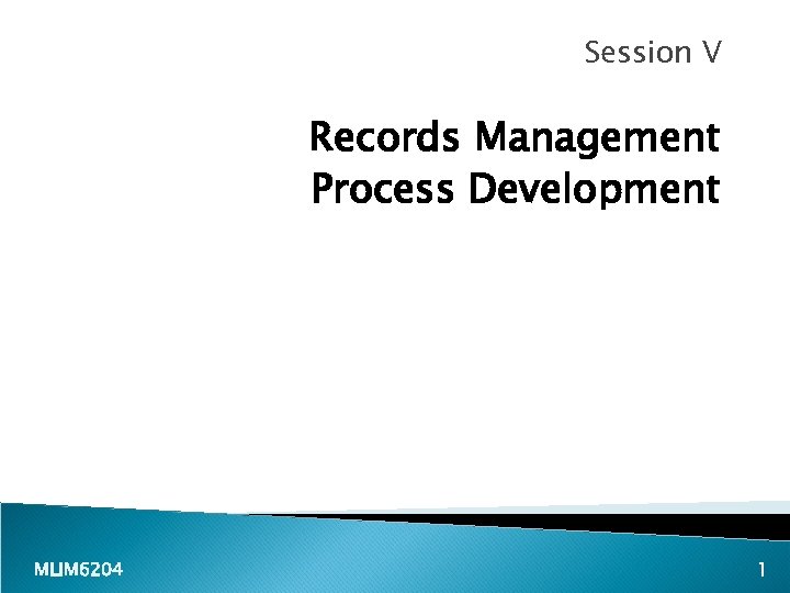 Session V Records Management Process Development MLIM 6204 1 