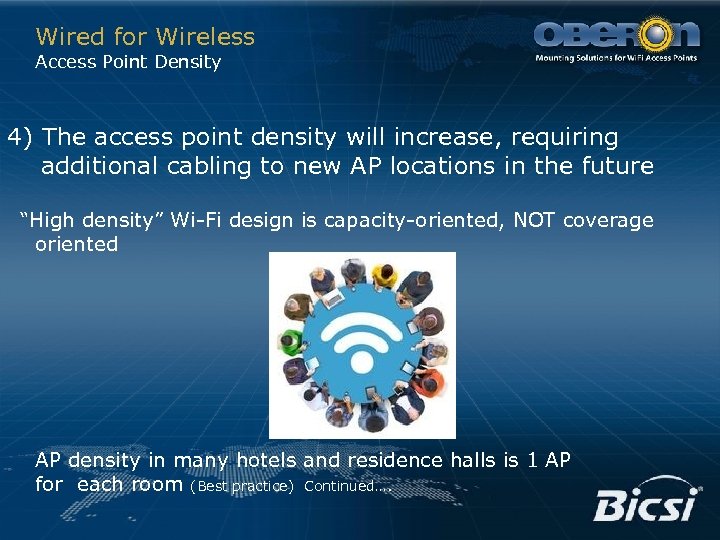 Wired for Wireless Access Point Density 4) The access point density will increase, requiring