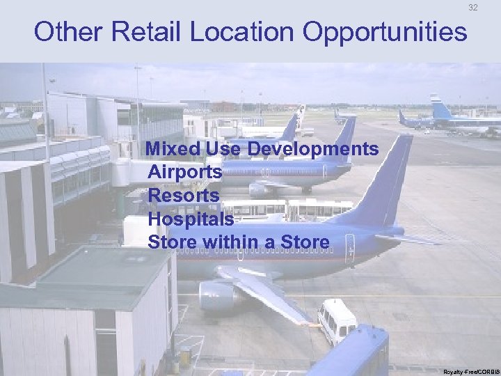 32 Other Retail Location Opportunities Mixed Use Developments Airports Resorts Hospitals Store within a