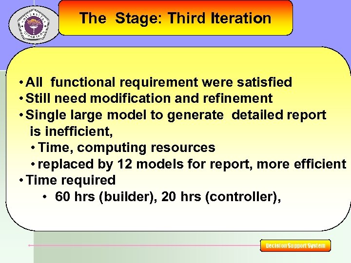 The Stage: Third Iteration • All functional requirement were satisfied • Still need modification
