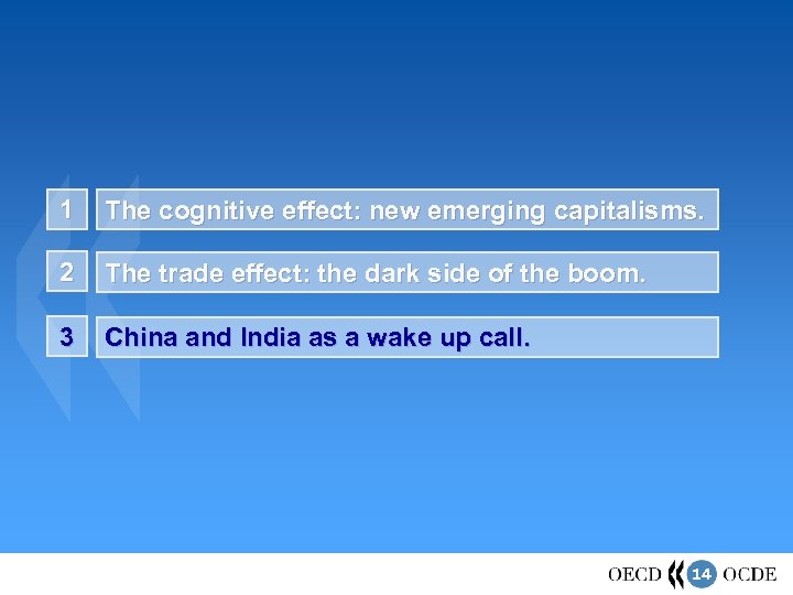 1 The cognitive effect: new emerging capitalisms. 2 The trade effect: the dark side