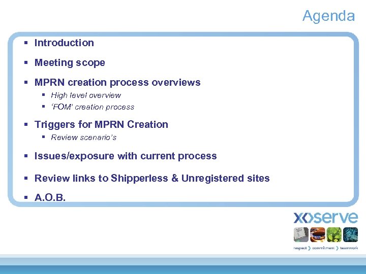 Agenda § Introduction § Meeting scope § MPRN creation process overviews § High level