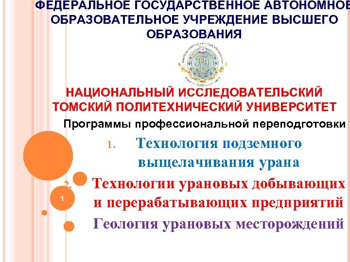 ФЕДЕРАЛЬНОЕ ГОСУДАРСТВЕННОЕ АВТОНОМНОЕ ОБРАЗОВАТЕЛЬНОЕ УЧРЕЖДЕНИЕ ВЫСШЕГО ОБРАЗОВАНИЯ НАЦИОНАЛЬНЫЙ ИССЛЕДОВАТЕЛЬСКИЙ ТОМСКИЙ ПОЛИТЕХНИЧЕСКИЙ УНИВЕРСИТЕТ Программы профессиональной