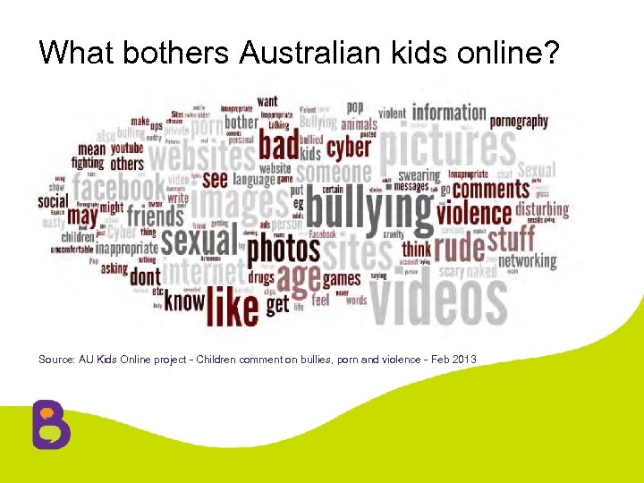What bothers Australian kids online? Source: AU Kids Online project - Children comment on