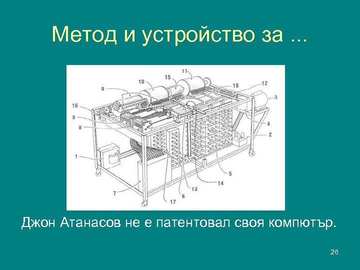 Метод и устройство за. . . Джон Атанасов не е патентовал своя компютър. 26