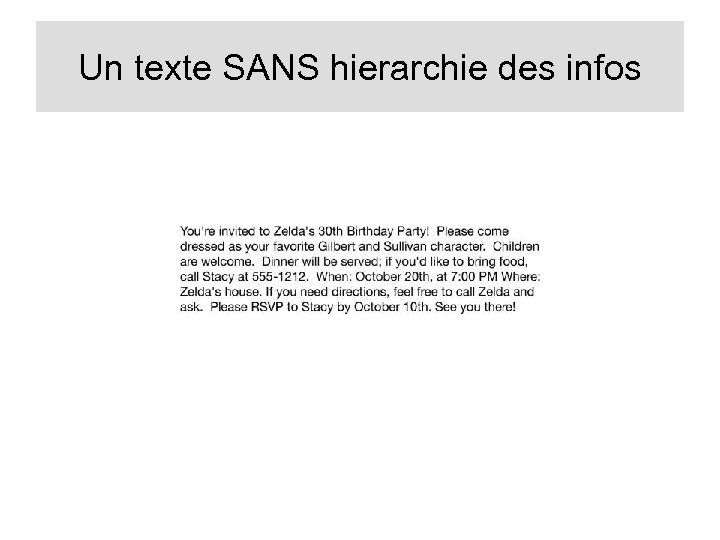 Un texte SANS hierarchie des infos 