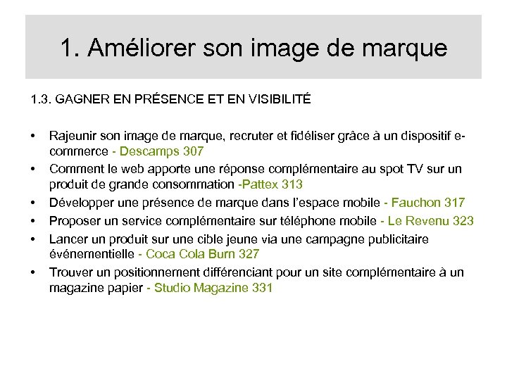 1. Améliorer son image de marque 1. 3. GAGNER EN PRÉSENCE ET EN VISIBILITÉ