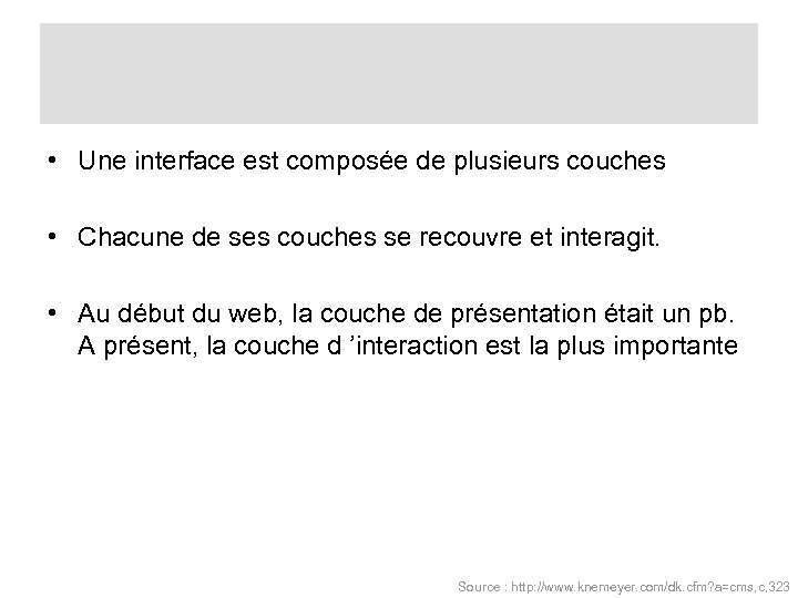  • Une interface est composée de plusieurs couches • Chacune de ses couches