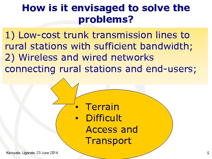 How is it envisaged to solve the problems? 1) Low-cost trunk transmission lines to