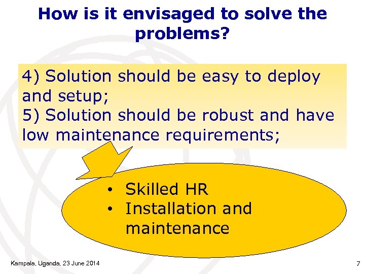 How is it envisaged to solve the problems? 4) Solution should be easy to