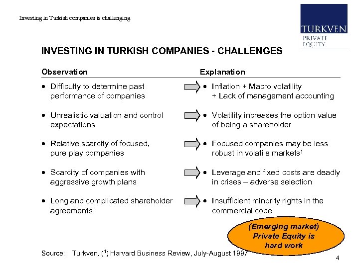  • Investing in Turkish companies is challenging. INVESTING IN TURKISH COMPANIES - CHALLENGES