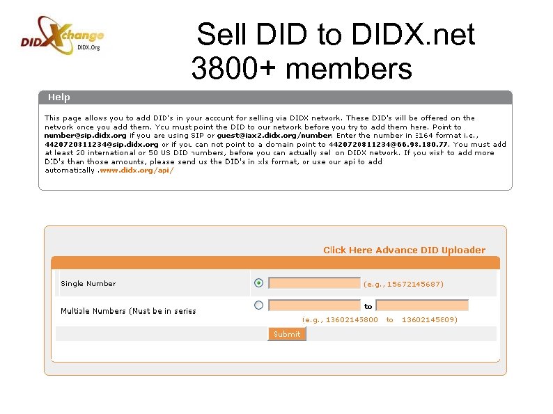 Sell DID to DIDX. net 3800+ members 