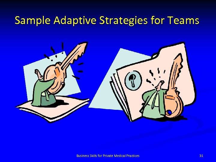 Sample Adaptive Strategies for Teams Business Skills for Private Medical Practices 31 