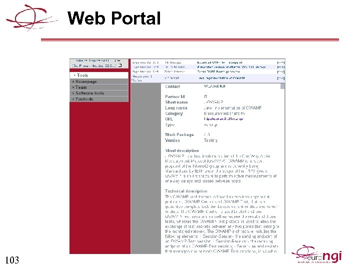 Web Portal 103 