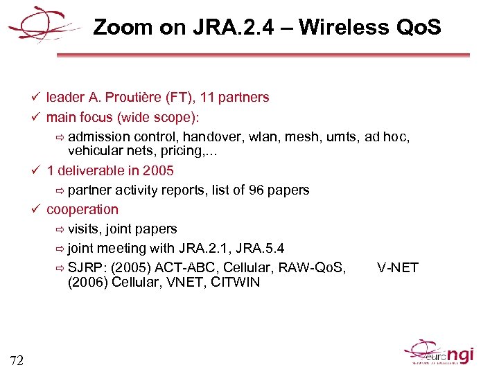 Zoom on JRA. 2. 4 – Wireless Qo. S ü leader A. Proutière (FT),