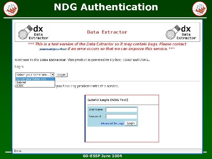NDG Authentication Offering up trusted host list … GO-ESSP June 2006 