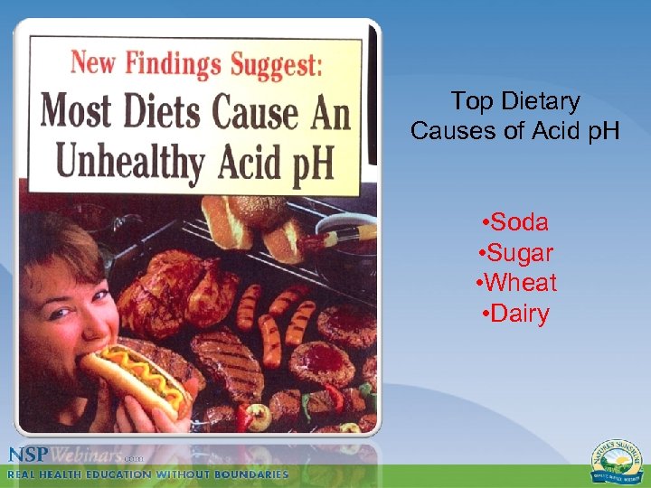 Top Dietary Causes of Acid p. H • Soda • Sugar • Wheat •