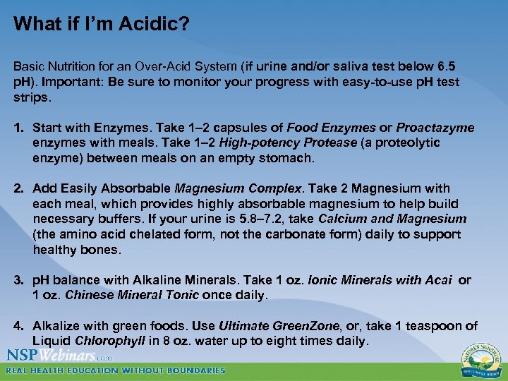 What if I’m Acidic? Basic Nutrition for an Over-Acid System (if urine and/or saliva