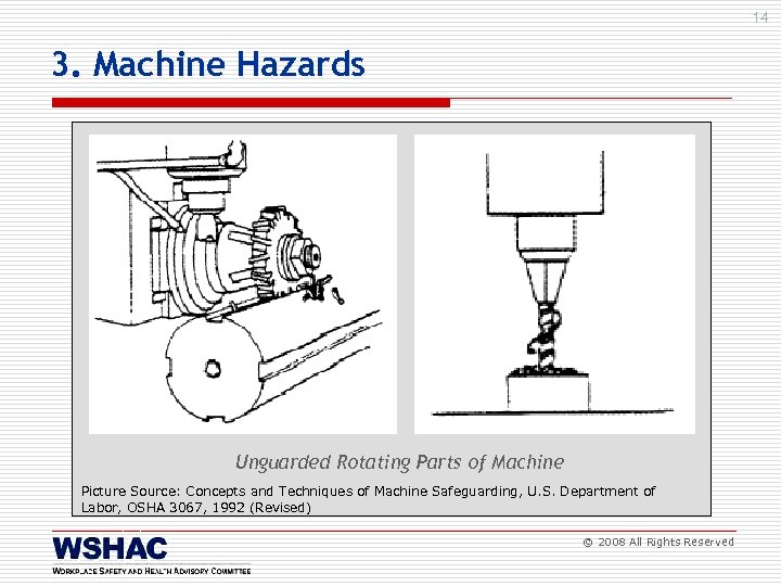 14 3. Machine Hazards Unguarded Rotating Parts of Machine Picture Source: Concepts and Techniques