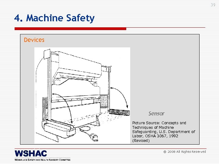39 4. Machine Safety Devices Sensor Picture Source: Concepts and Techniques of Machine Safeguarding,