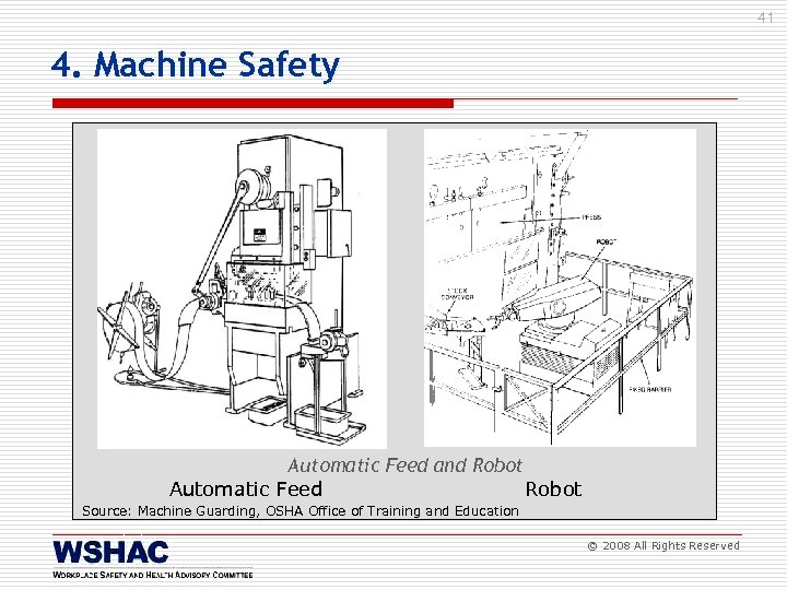 41 4. Machine Safety Automatic Feed and Robot Automatic Feed Robot Source: Machine Guarding,