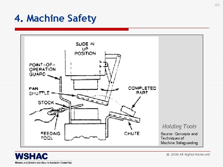44 4. Machine Safety Holding Tools Source: Concepts and Techniques of Machine Safeguarding ©