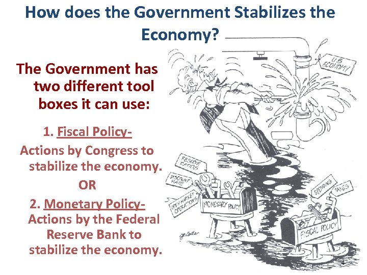 How does the Government Stabilizes the Economy? The Government has two different tool boxes