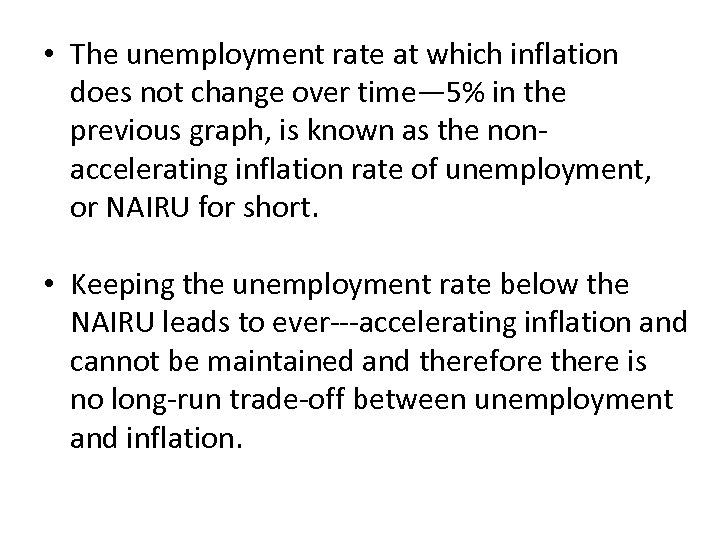  • The unemployment rate at which inflation does not change over time— 5%