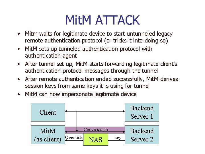 Mit. M ATTACK • Mitm waits for legitimate device to start untunneled legacy remote