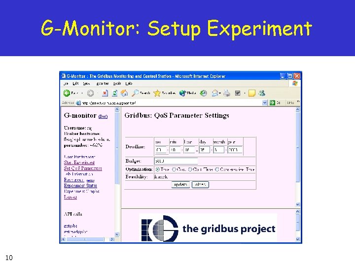 G-Monitor: Setup Experiment 10 