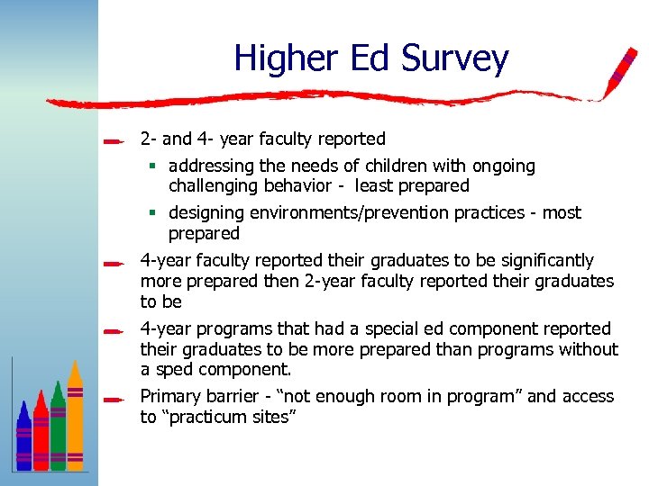 Higher Ed Survey 2 - and 4 - year faculty reported § addressing the