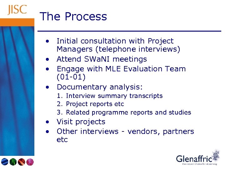 The Process • Initial consultation with Project Managers (telephone interviews) • Attend SWa. NI