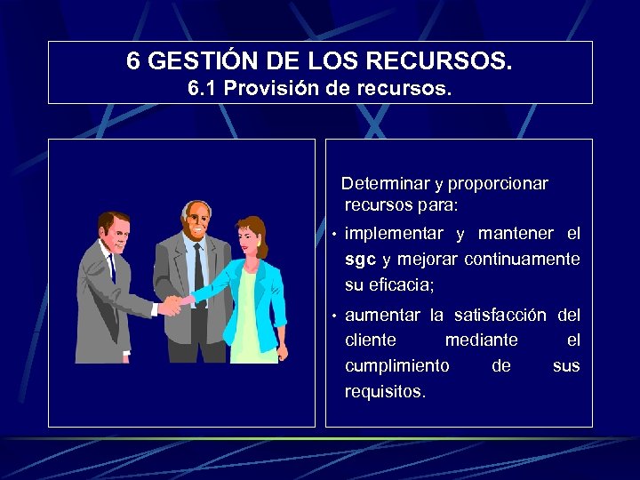 6 GESTIÓN DE LOS RECURSOS. 6. 1 Provisión de recursos. Determinar y proporcionar recursos