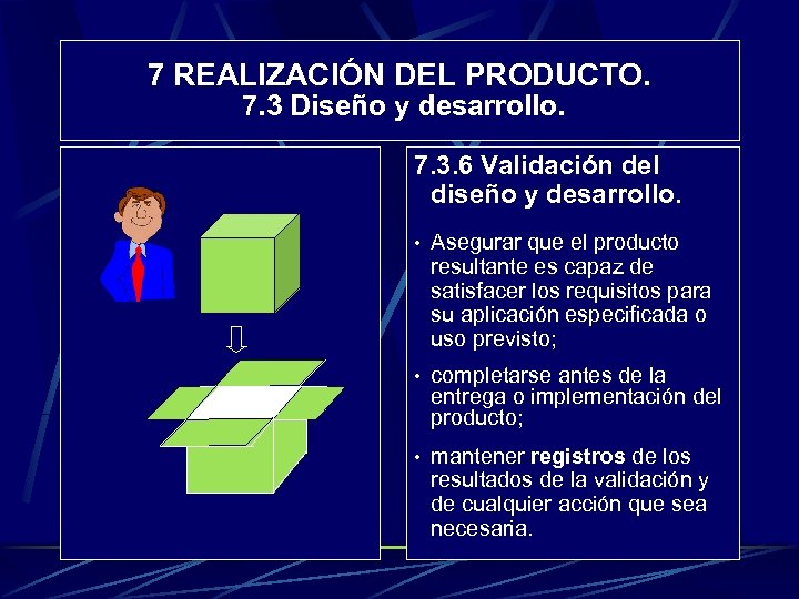 7 REALIZACIÓN DEL PRODUCTO. 7. 3 Diseño y desarrollo. 7. 3. 6 Validación del