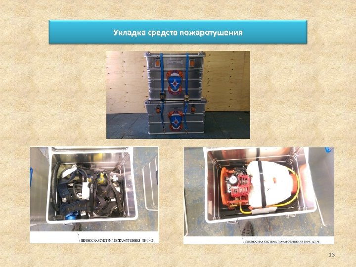Укладка средств пожаротушения 18 