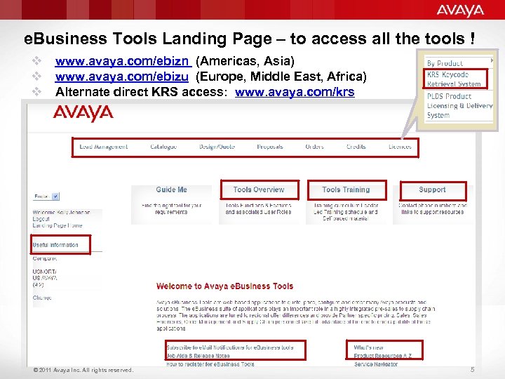 e. Business Tools Landing Page – to access all the tools ! v www.