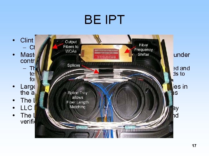 BE IPT • Clint Janes has retired as BE IPT lead – Chris Langley