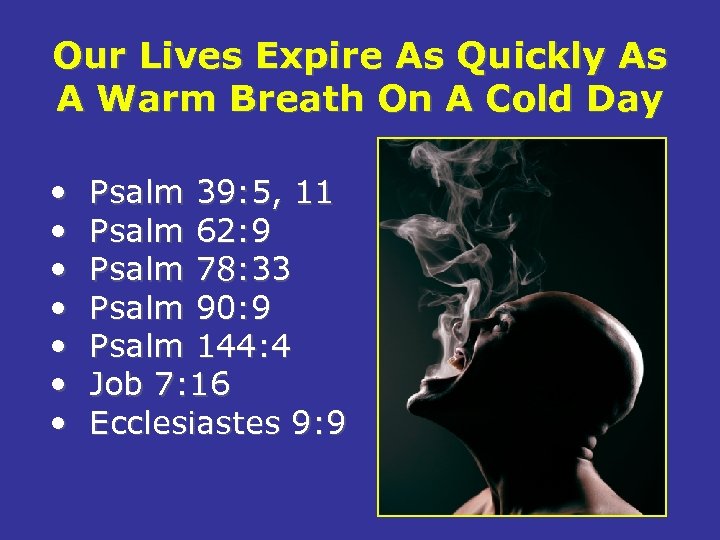 Our Lives Expire As Quickly As A Warm Breath On A Cold Day •