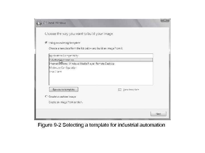 Figure 9 -2 Selecting a template for industrial automation 