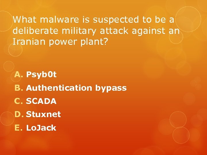 What malware is suspected to be a deliberate military attack against an Iranian power