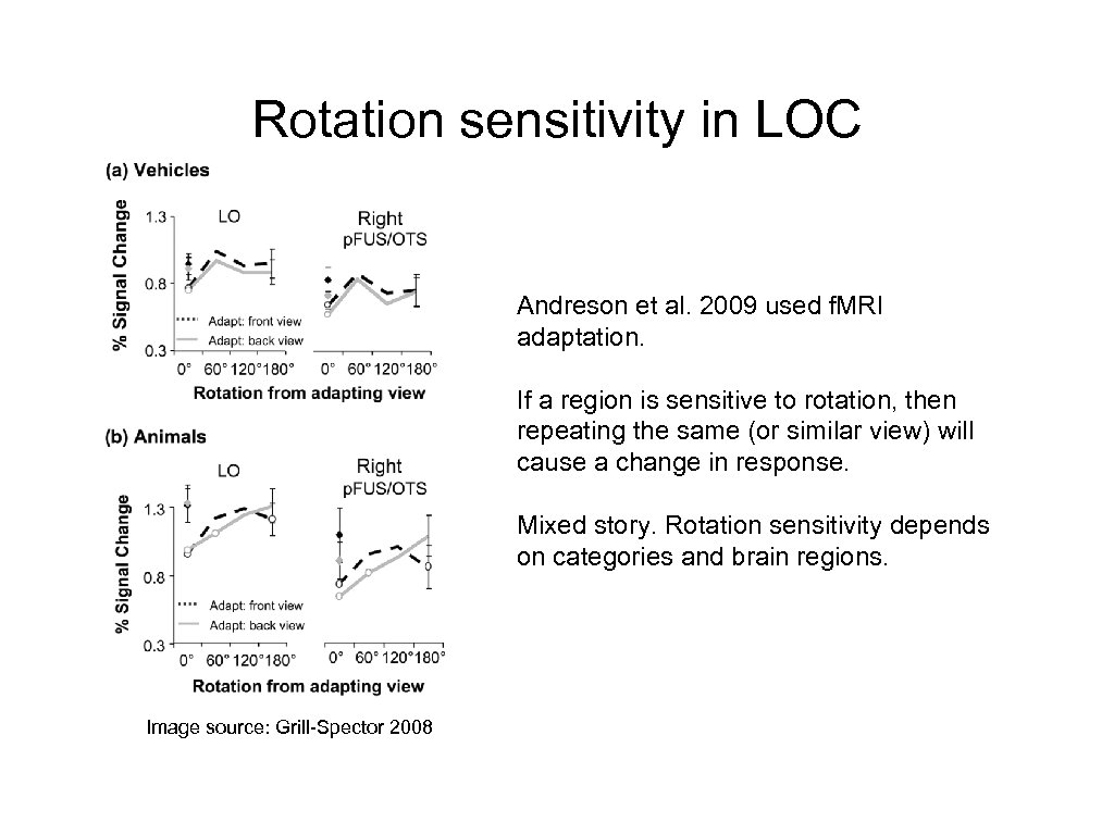 Rotation sensitivity in LOC Andreson et al. 2009 used f. MRI adaptation. If a