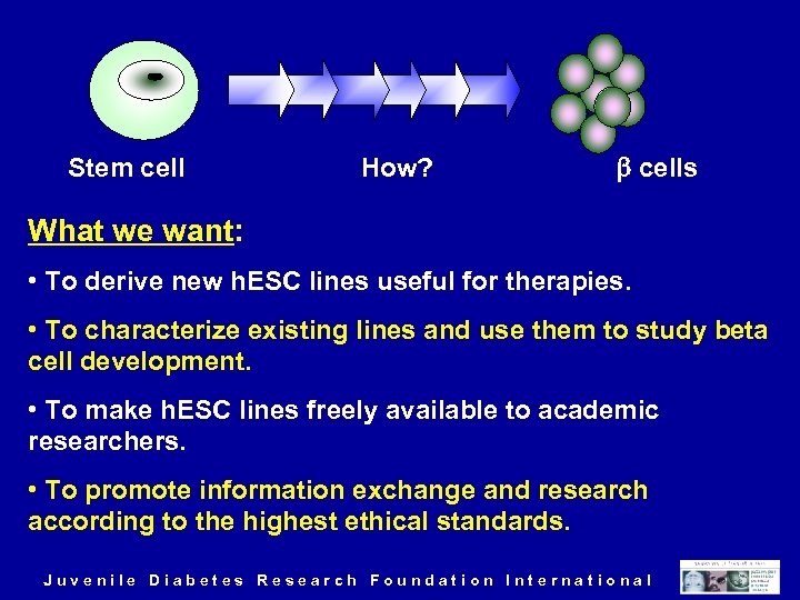 Stem cell How? cells What we want: • To derive new h. ESC lines