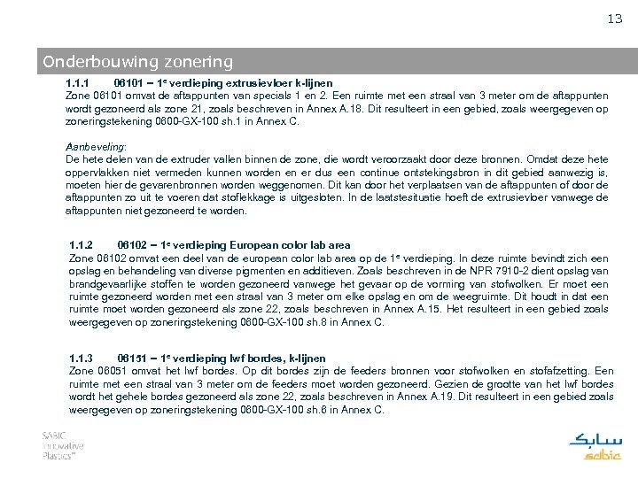 13 Onderbouwing zonering 1. 1. 1 06101 – 1 e verdieping extrusievloer k-lijnen Zone