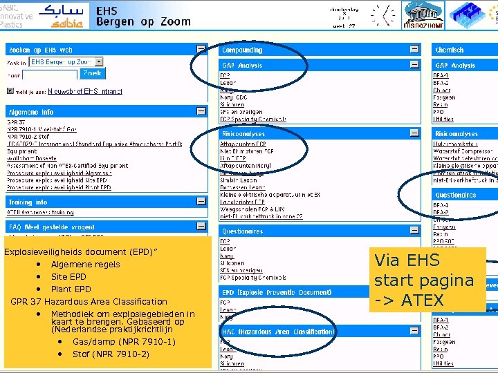 17 Site ATEX procedures Explosieveiligheids document (EPD)” • Algemene regels • Site EPD •