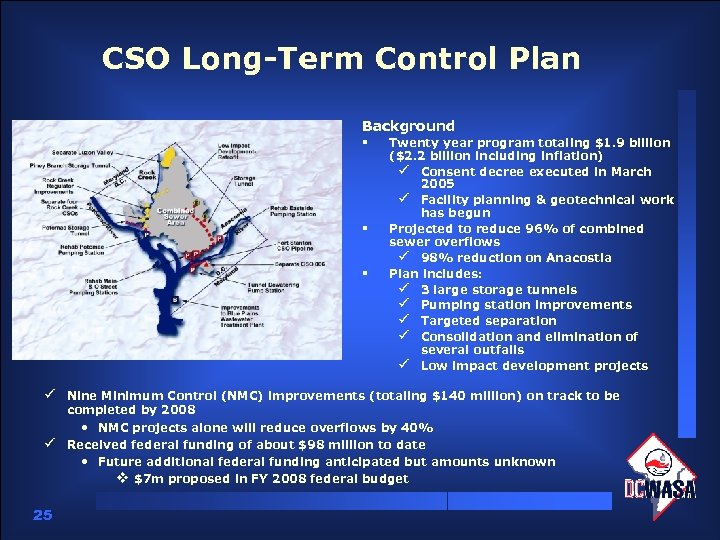 CSO Long-Term Control Plan Background § § § Twenty year program totaling $1. 9