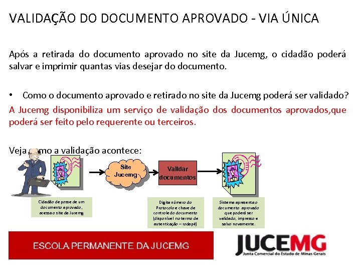 VALIDAÇÃO DO DOCUMENTO APROVADO - VIA ÚNICA Após a retirada do documento aprovado no